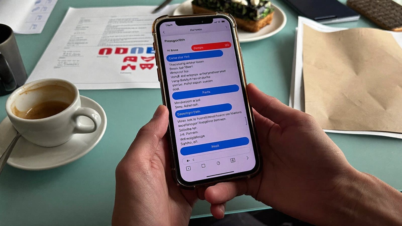 Smartphone pieno di notifiche di richieste sulla scrivania di un titolare